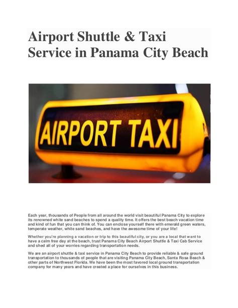 panama city beach airport transportation|Beach Taxi, Airport Shuttle